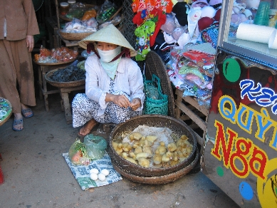 Woman selling ducklings in Hoi An market